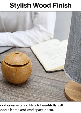Mini USB Ultrasonic Humidifier & Essential Oil Diffuser with LED Wood Grain Design