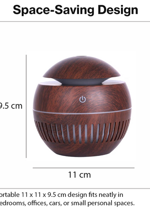 Mini USB Ultrasonic Humidifier & Essential Oil Diffuser with LED Wood Grain Design- Pattern