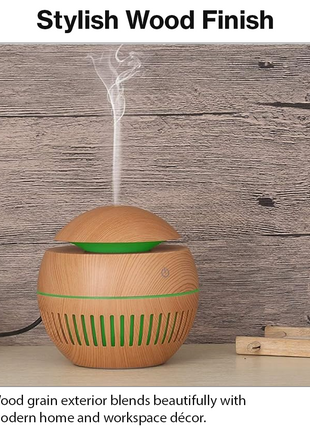 Mini USB Ultrasonic Humidifier & Essential Oil Diffuser with LED Wood Grain Design- Pattern