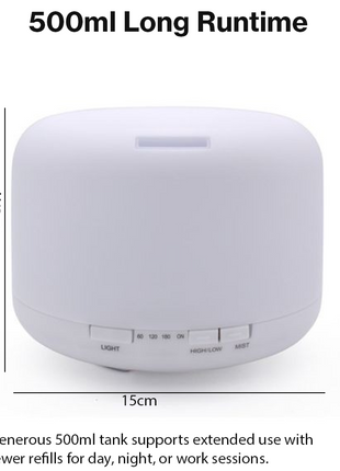 500ml Ultrasonic Oil Diffuser with LED Light Timer