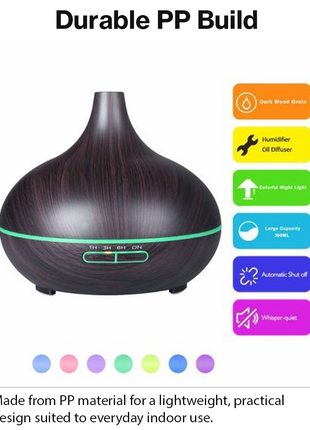 Ultrasonic Aroma Essential Oil Diffuser & Cool Mist Humidifier 9W 7 LED Colours 4 Timers Auto Shut-Off
