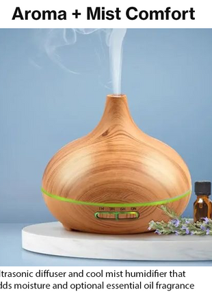 Ultrasonic Aroma Essential Oil Diffuser & Cool Mist Humidifier 9W 7 LED Colours 4 Timers Auto Shut-Off