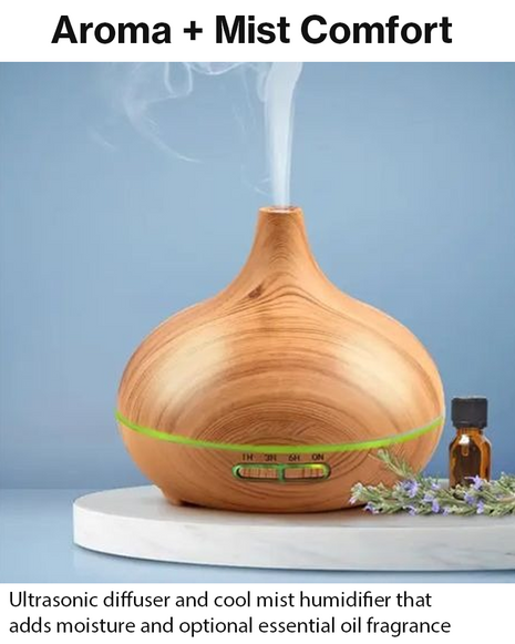 Ultrasonic Aroma Essential Oil Diffuser & Cool Mist Humidifier 9W 7 LED Colours 4 Timers Auto Shut-Off