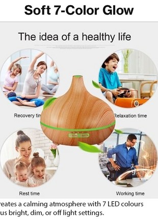 Ultrasonic Aroma Essential Oil Diffuser & Cool Mist Humidifier 9W 7 LED Colours 4 Timers Auto Shut-Off