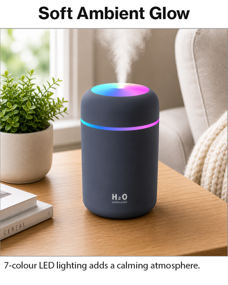 300ml USB Cool Mist Humidifier with LED Light-grey