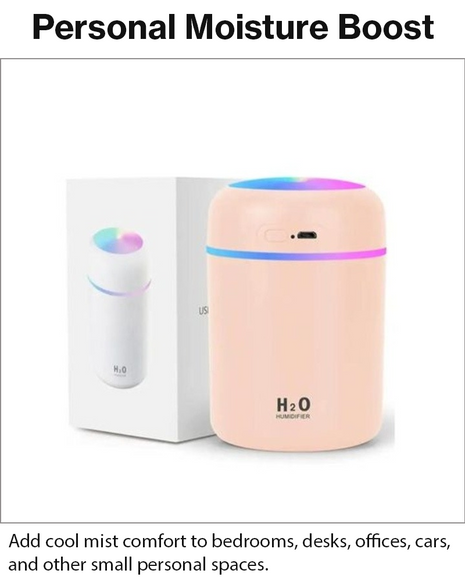 300ml USB Cool Mist Humidifier with LED Light-Pink