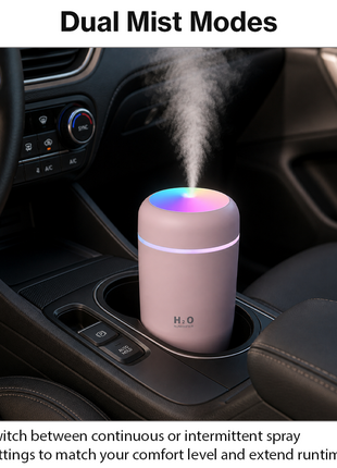 300ml USB Cool Mist Humidifier with LED Light-Pink