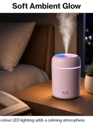 300ml USB Cool Mist Humidifier with LED Light-Pink