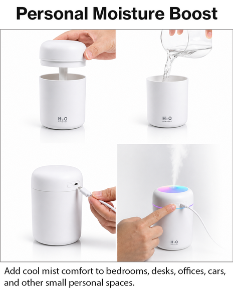300ml USB Cool Mist Humidifier with LED Light