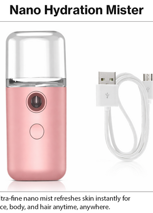 Portable Nano Mist Sprayer 30 ml Pink USB Rechargeable Facial Mister