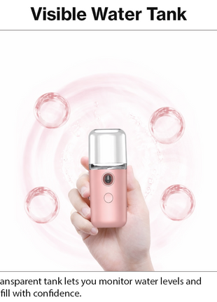 Portable Nano Mist Sprayer 30 ml Pink USB Rechargeable Facial Mister