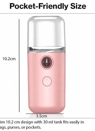 Portable Nano Mist Sprayer 30 ml Pink USB Rechargeable Facial Mister