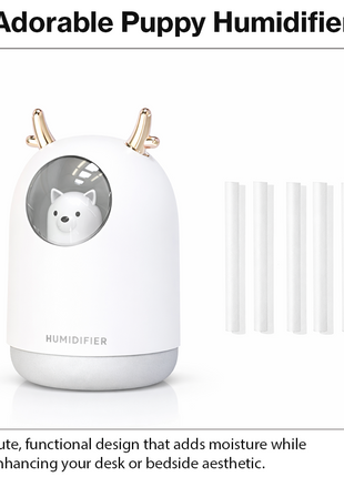 USB Cute Puppy Mini Cool Mist Humidifier with 7-Color LED