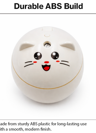 Cat Shape Mini Humidifier with RGB Night Light, USB-C Rechargeable Cool Mist Aroma Diffuser, 20 dB Quiet, Auto Shut-Off, 100×70×100 mm