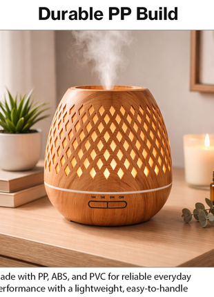 500ml Ultrasonic Aroma Diffuser Cool Mist Humidifier with 7 LED Lights, Auto Shut-Off, 1H/3H/6H Timer, AC100-240V Adapter