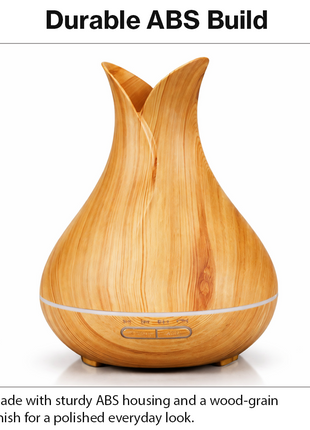 500 mL Ultrasonic Aroma Diffuser Wood Grain LED Mist Humidifier 4 Timer Modes Auto Shut-Off for Home Bedroom Office Spa Relaxation