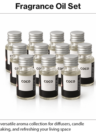 Scented Fragrance Oil Set 12-Pack Ethyl Alcohol Based Diffuser Candle Making Oils Small Bottles with Case