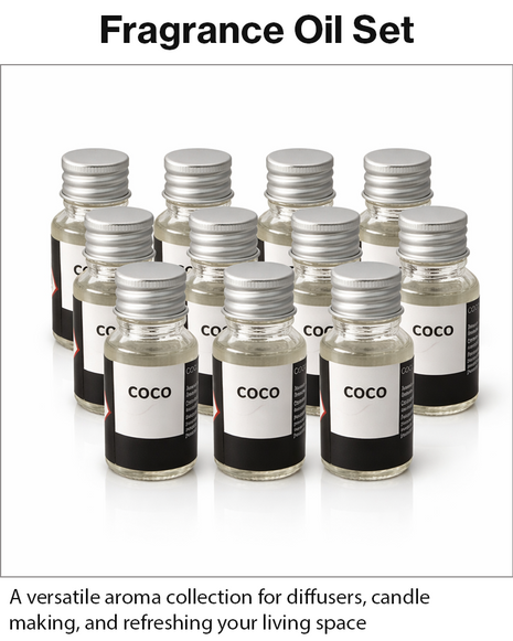 Scented Fragrance Oil Set 12-Pack Ethyl Alcohol Based Diffuser Candle Making Oils Small Bottles with Case