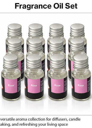 Scented Fragrance Oil Set 12-Pack Ethyl Alcohol Based Diffuser Candle Making Oils Small Bottles with Case