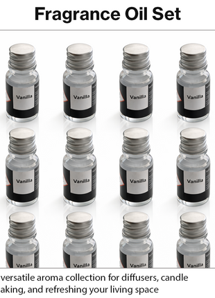 Scented Fragrance Oil Set 12-Pack Ethyl Alcohol Based Diffuser Candle Making Oils Small Bottles with Case