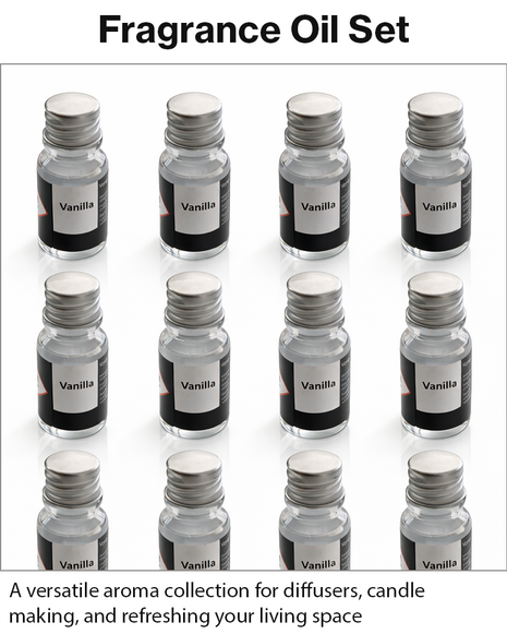 Scented Fragrance Oil Set 12-Pack Ethyl Alcohol Based Diffuser Candle Making Oils Small Bottles with Case