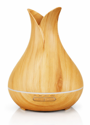 500 mL Ultrasonic Aroma Diffuser Wood Grain LED Mist Humidifier 4 Timer Modes Auto Shut-Off for Home Bedroom Office Spa Relaxation