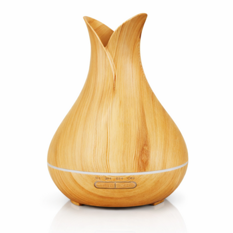 500 mL Ultrasonic Aroma Diffuser Wood Grain LED Mist Humidifier 4 Timer Modes Auto Shut-Off for Home Bedroom Office Spa Relaxation