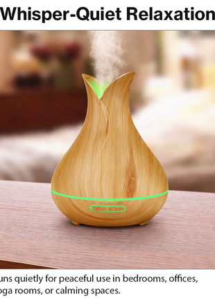 500 mL Ultrasonic Aroma Diffuser Wood Grain LED Mist Humidifier 4 Timer Modes Auto Shut-Off for Home Bedroom Office Spa Relaxation