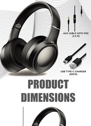 Norden Nova ANC Over-Ear Bluetooth Headphones 400mAh – Active Noise Cancelling 28dB with USB-C Fast Charge – Foldable with AUX Mic