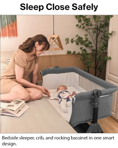 Kiddies Club Bedside Baby Sleeper Crib with Mosquito Net