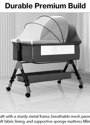 Kiddies Club Bedside Baby Sleeper Crib with Mosquito Net