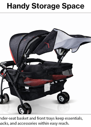 Twin Baby Stroller Side-by-Side with Reclining Seats, Shock-Absorbing Wheels, Foldable Lightweight Frame