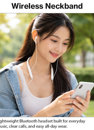 Wireless Neckband Headset Bluetooth 4.2 Magnetic Earbuds NFC Multipoint Voice Prompt Rechargeable Li-ion Battery
