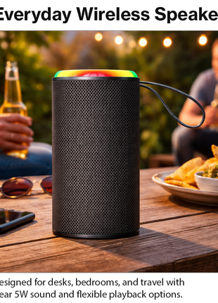 Wireless Bluetooth Speaker  Grey 5W RGB Light Portable TF USB Playback 1200mAh USB