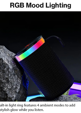Wireless Bluetooth Speaker Black 5W RGB Light Portable TF USB Playback 1200mAh USB-C