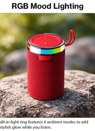 Wireless Bluetooth Speaker  Red 5W RGB Light Portable TF USB Playback 1200mAh USB