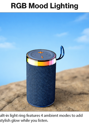 Wireless Bluetooth Speaker  Blue 5W RGB Light Portable TF USB Playback 1200mAh USB-C