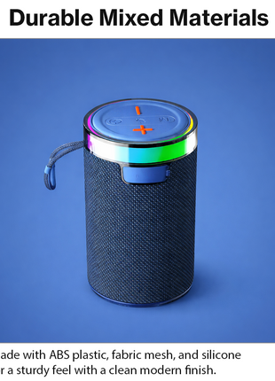Wireless Bluetooth Speaker  Blue 5W RGB Light Portable TF USB Playback 1200mAh USB-C