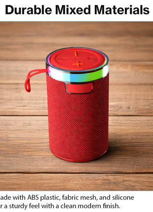 Wireless Bluetooth Speaker  Red 5W RGB Light Portable TF USB Playback 1200mAh USB