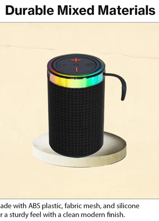 Wireless Bluetooth Speaker Black 5W RGB Light Portable TF USB Playback 1200mAh USB-C
