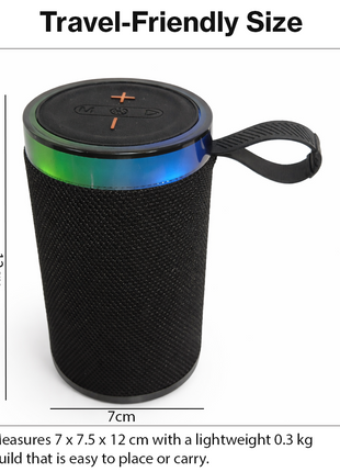 Wireless Bluetooth Speaker Black 5W RGB Light Portable TF USB Playback 1200mAh USB-C