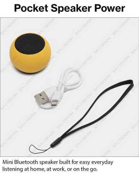 Mini Bluetooth 5.1 Metal Bass Speaker, USB Rechargeable 0-5W