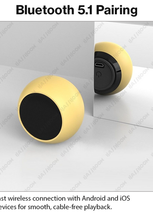 Mini Bluetooth 5.1 Metal Bass Speaker, USB Rechargeable 0-5W