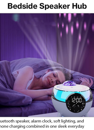 Wireless Bluetooth Speaker with Wireless Charging Pad, 3000 mAh Battery, RGB Light, Alarm Clock, FM Radio, USB/TF Playback, 30 W