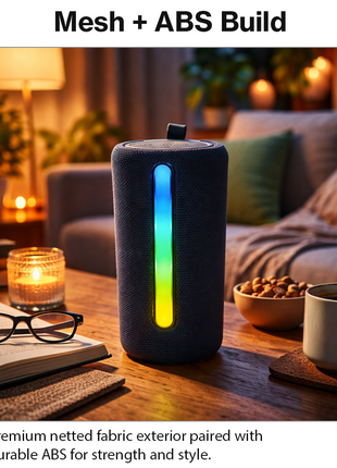 Portable Bluetooth Speaker 10W RGB LED USB-C Rechargeable 1200mAh Battery TWS Pairing TF Card Hands-Free Calling