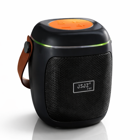 Portable Wireless Bluetooth Speaker with FM Radio, RGB Lights, TF/USB Playback, Built-In Mic, Rechargeable 8W Speaker - Black