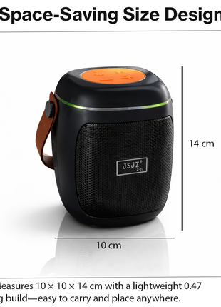 Portable Wireless Bluetooth Speaker with FM Radio, RGB Lights, TF/USB Playback, Built-In Mic, Rechargeable 8W Speaker - Black