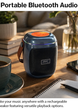 Portable Wireless Bluetooth Speaker with FM Radio, RGB Lights, TF/USB Playback, Built-In Mic, Rechargeable 8W Speaker