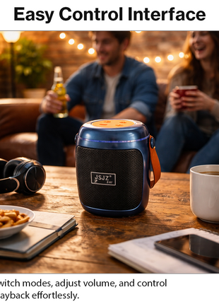 Portable Wireless Bluetooth Speaker with FM Radio, RGB Lights, TF/USB Playback, Built-In Mic, Rechargeable 8W Speaker