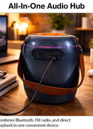 Portable Wireless Bluetooth Speaker with FM Radio, RGB Lights, TF/USB Playback, Built-In Mic, Rechargeable 8W Speaker
